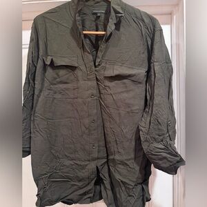 Banana republic, utility button down, dark green, M